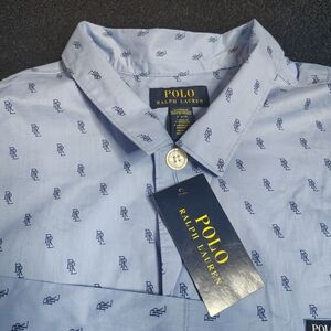 Polo Ralph Lauren Blue Button Up Pajama Sleepwear Shirt  Men's Size Large NEW